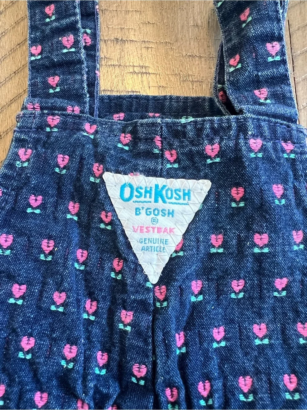 Vintage OshKosh B'gosh Denim Floral Tulip Overalls - Size 4